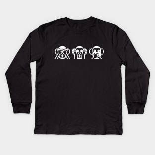 Three Wise Monkeys Emoji Kids Long Sleeve T-Shirt